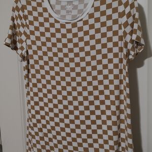 Checkered Brown and White Women's Top